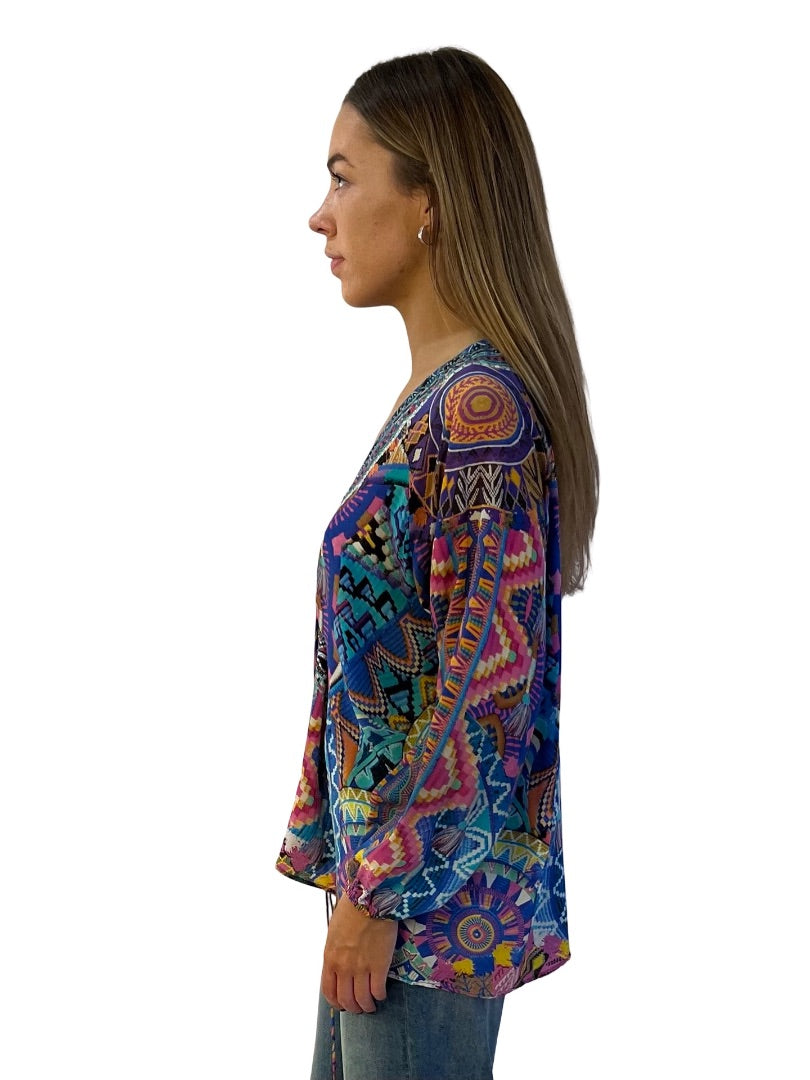 Camilla Blue / Multi-Colour Alice In Essaouira Kaftan Top. Size: 10