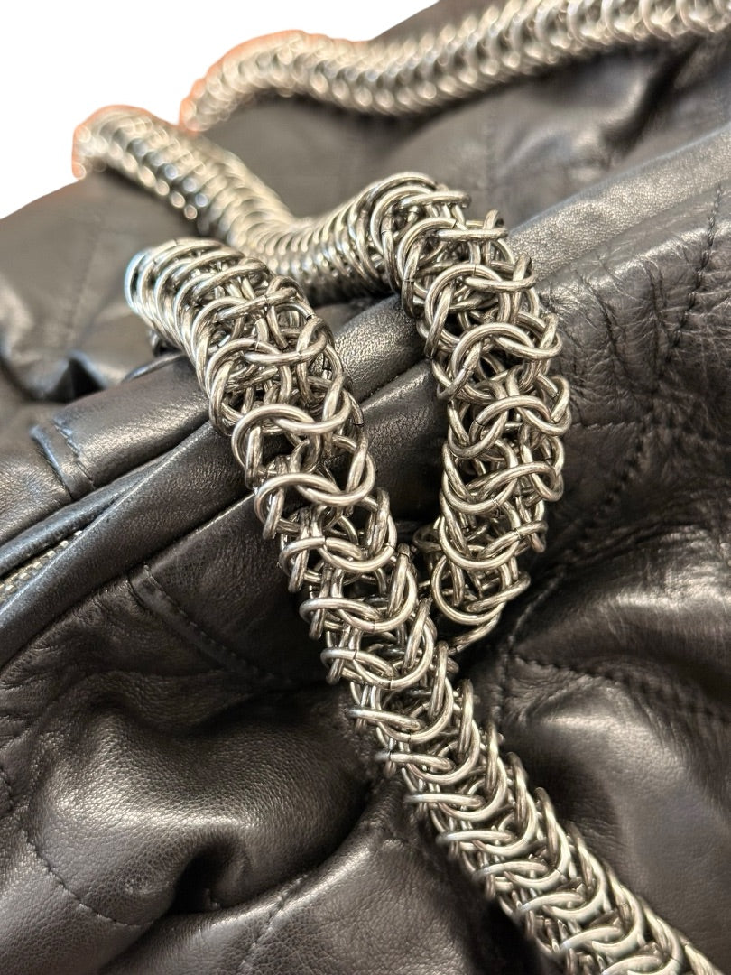 Chanel Black Vintage Large Quilted Leather Tote Bag.