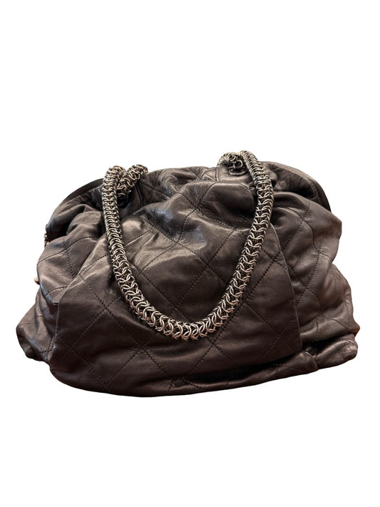 Chanel Black Vintage Large Quilted Leather Tote Bag.