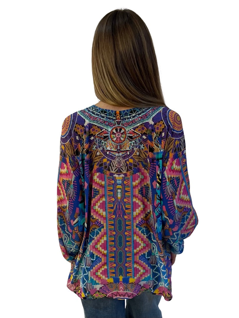 Camilla Blue / Multi-Colour Alice In Essaouira Kaftan Top. Size: 10