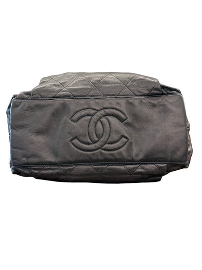 Chanel Black Vintage Large Quilted Leather Tote Bag.