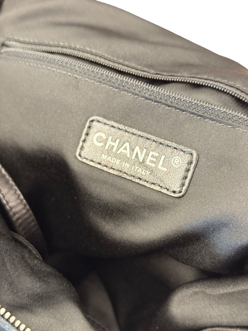 Chanel Black Vintage Large Quilted Leather Tote Bag.