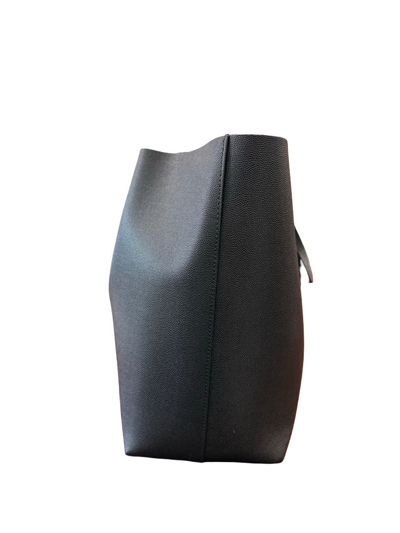 Tom Ford Black Textured Leather 'T' Tote Bag.