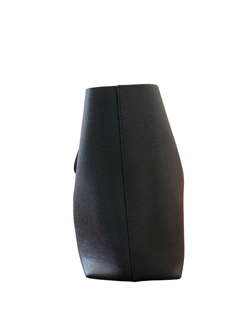 Tom Ford Black Textured Leather 'T' Tote Bag.