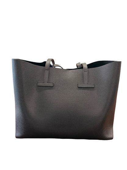 Tom Ford Black Textured Leather 'T' Tote Bag.