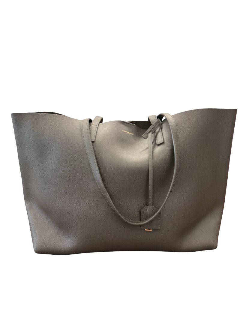 Saint Laurent Grey Leather Tote Bag.
