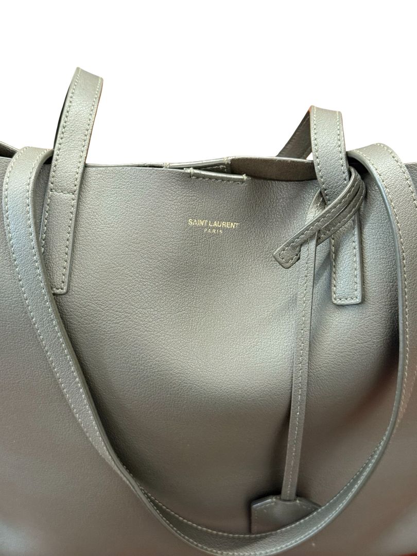 Saint Laurent Grey Leather Tote Bag.