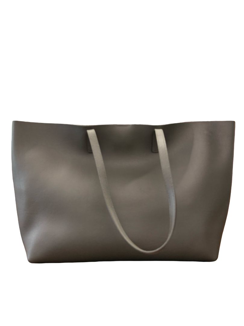 Saint Laurent Grey Leather Tote Bag.