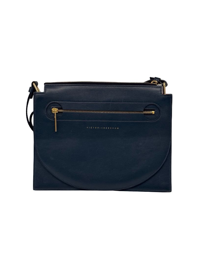 Victoria Beckham Navy Leather Crossbody Bag.