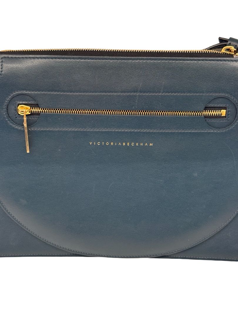 Victoria Beckham Navy Leather Crossbody Bag.