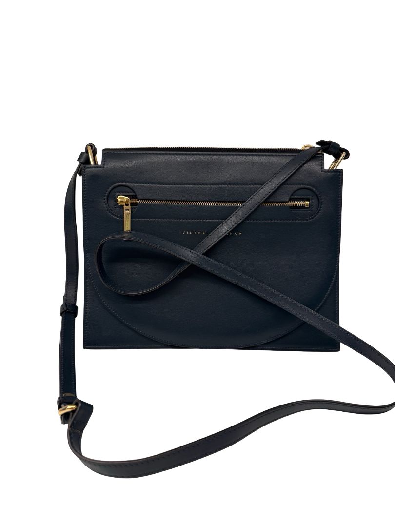 Victoria Beckham Navy Leather Crossbody Bag.