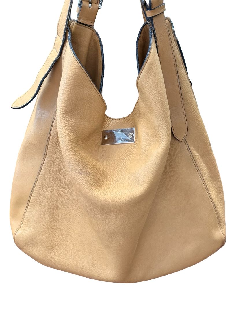 Marni Camel Leather Hobo Tote Bag.