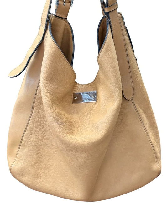 Marni Camel Leather Hobo Tote Bag.