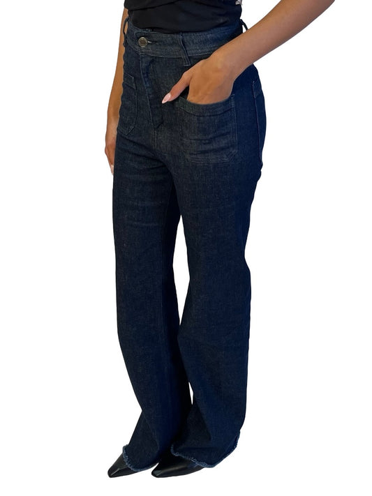 White Story Blue Dark Wash High Waisted Jeans w/ Pockets. Size: 8
