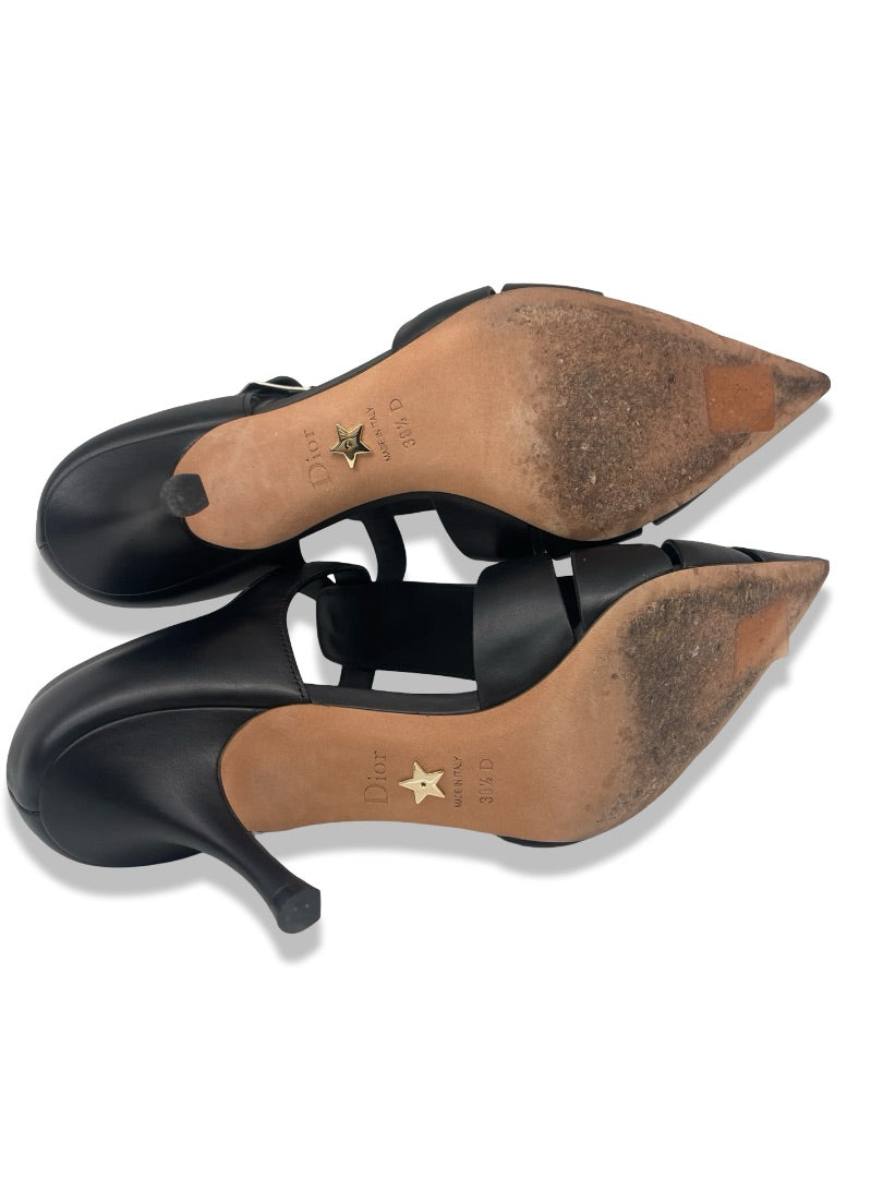 Christian Dior Black Sauvage Leather Gurkha Sandals. Size: 38.5