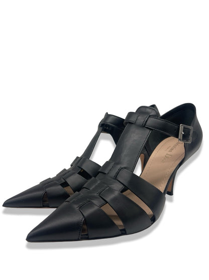 Christian Dior Black Sauvage Leather Gurkha Sandals. Size: 38.5