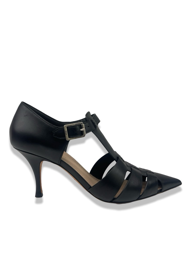 Christian Dior Black Sauvage Leather Gurkha Sandals. Size: 38.5