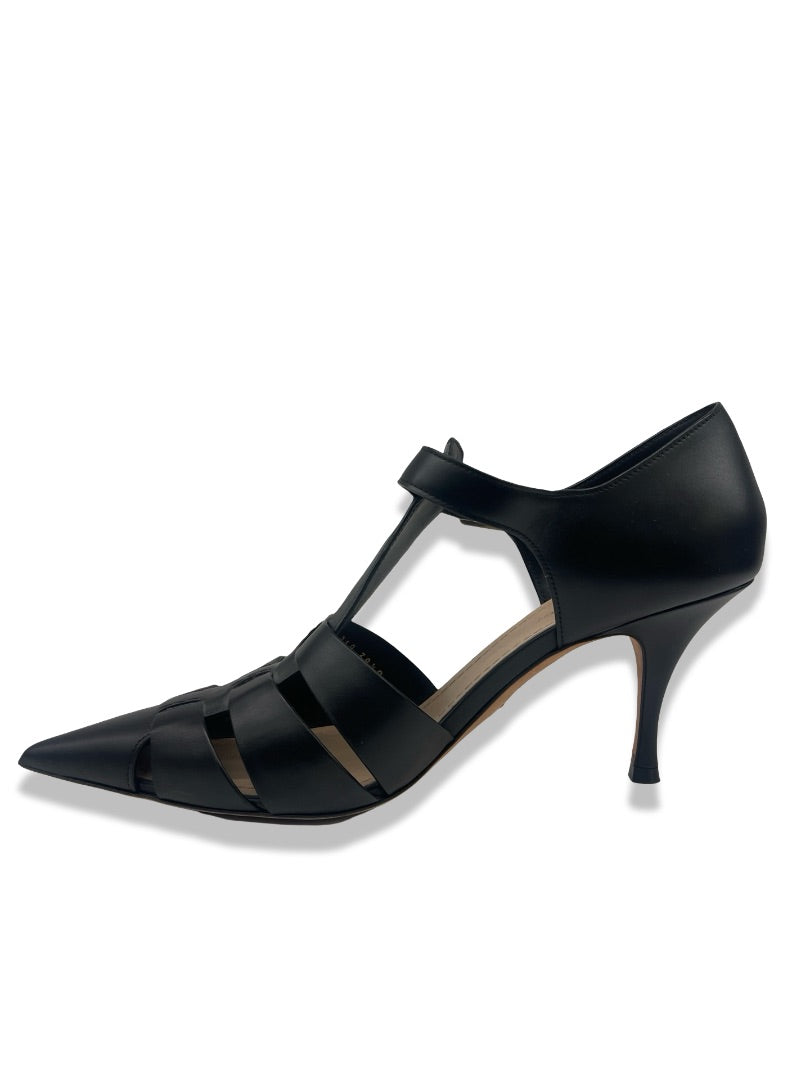 Christian Dior Black Sauvage Leather Gurkha Sandals. Size: 38.5