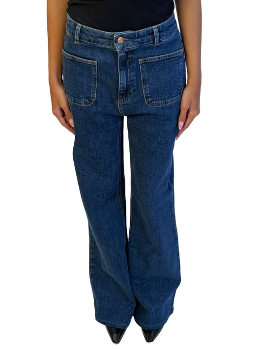 Husk Blue Straight Leg High Waist Jeans. Size: 28