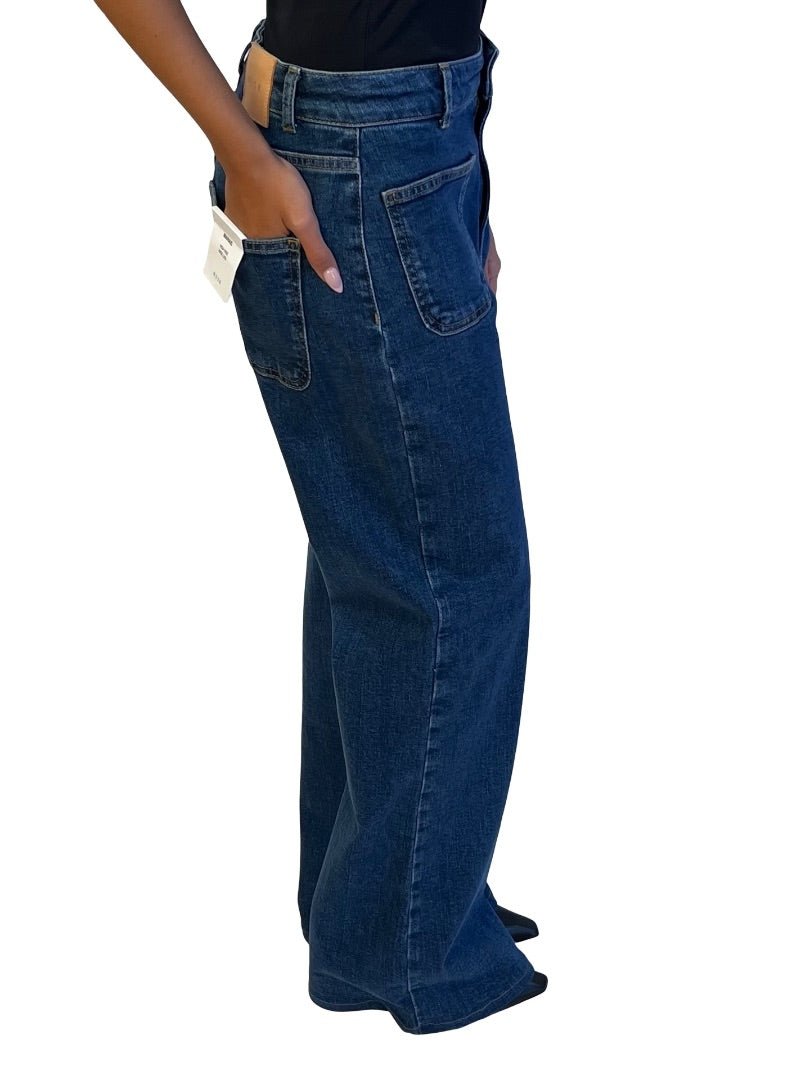 Husk Blue Straight Leg High Waist Jeans. Size: 28