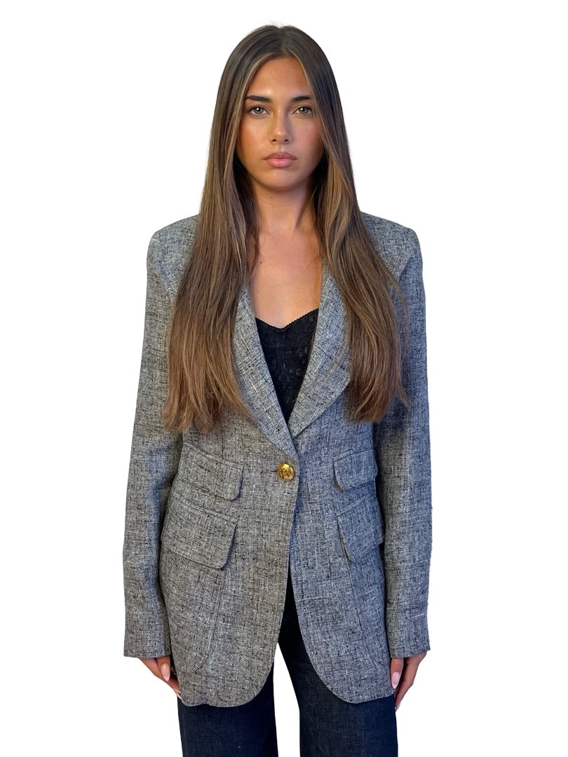 Smythe Grey Double Pocket Single Breasted Blazer. Size: 6