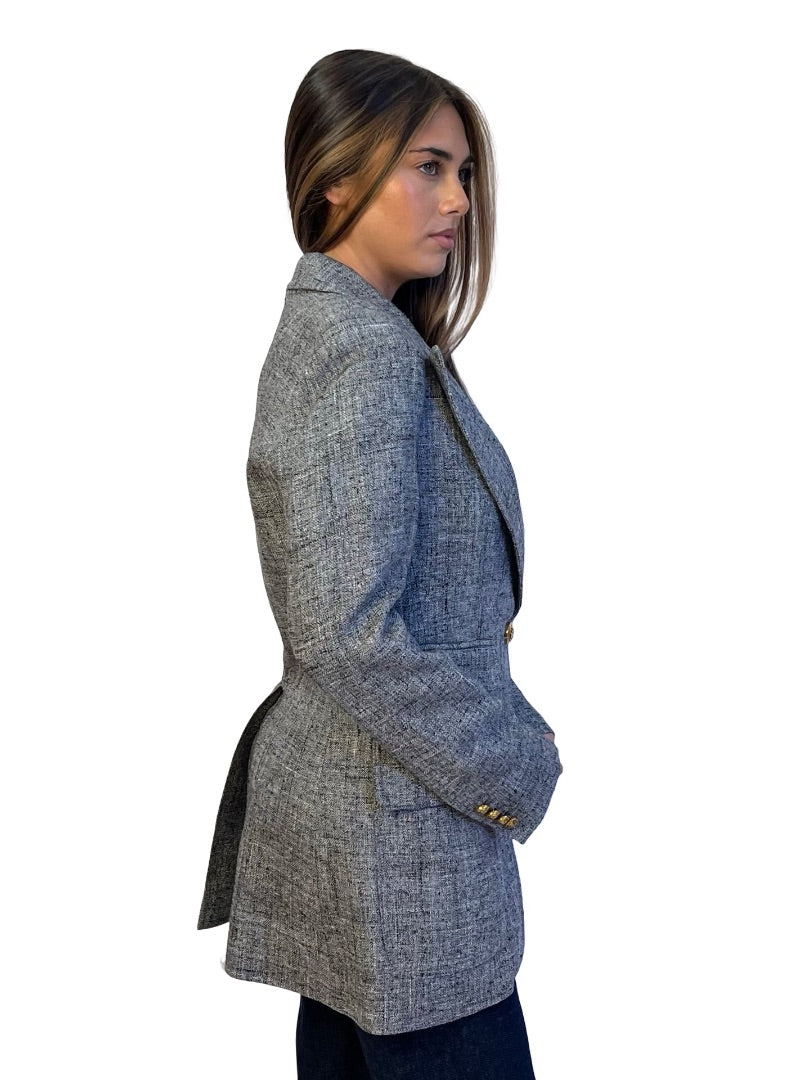 Smythe Grey Double Pocket Single Breasted Blazer. Size: 6