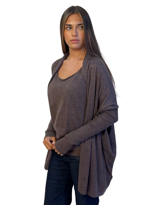 Agnona Grey Cashmere Cardigan & Singlet Set. Size: 44