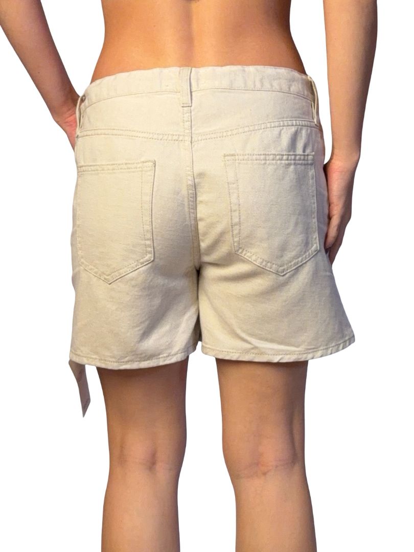 Frame 'Off Duty' Cream Drawstring Bow Shorts. Size: 28