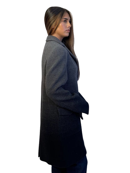 Akris Punto Black / Grey Wool Gradient Coat. Size: 8