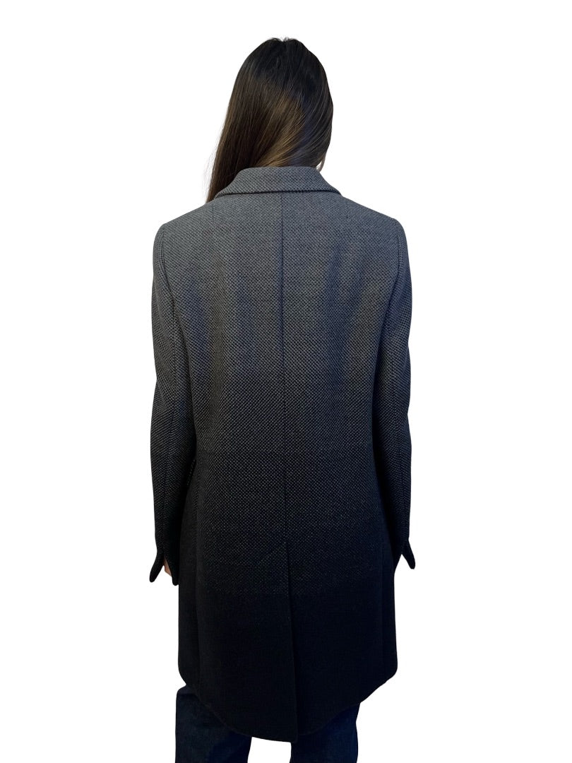 Akris Punto Black / Grey Wool Gradient Coat. Size: 8