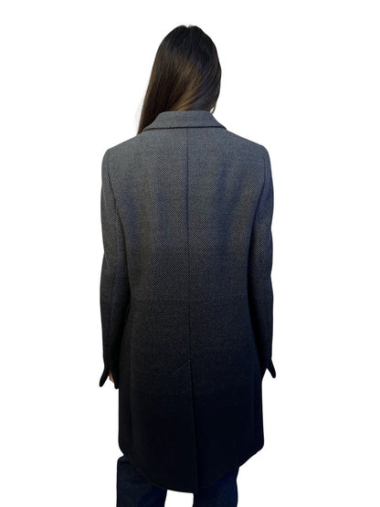 Akris Punto Black / Grey Wool Gradient Coat. Size: 8