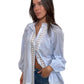 Zimmermann Blue & White Stripped Button Down Shirt. Size: 3