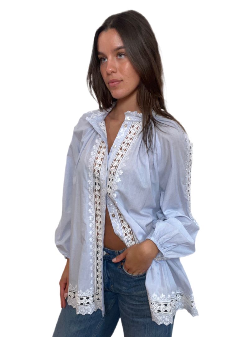 Zimmermann Blue & White Stripped Button Down Shirt. Size: 3