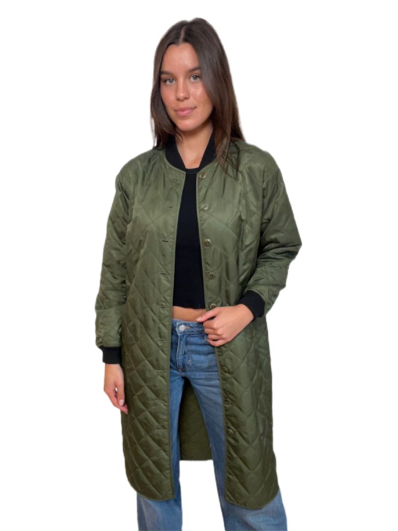 The Great Green 3/4 Quilted Button Up Coat. Size: 1