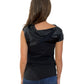 Rick Owens Black Tunic Top w Leather & Silk Detailing. Size: 34