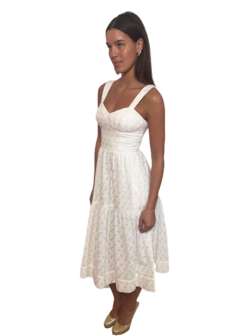 Rebecca Vallance White White Cotton Heart Sundress. Size: 8