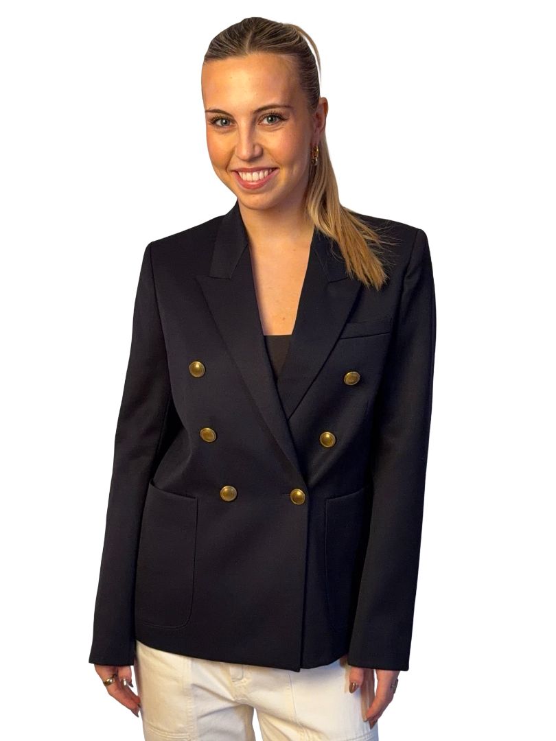 Nili Lotan Navy Wool Double Breasted Blazer. Size: 10