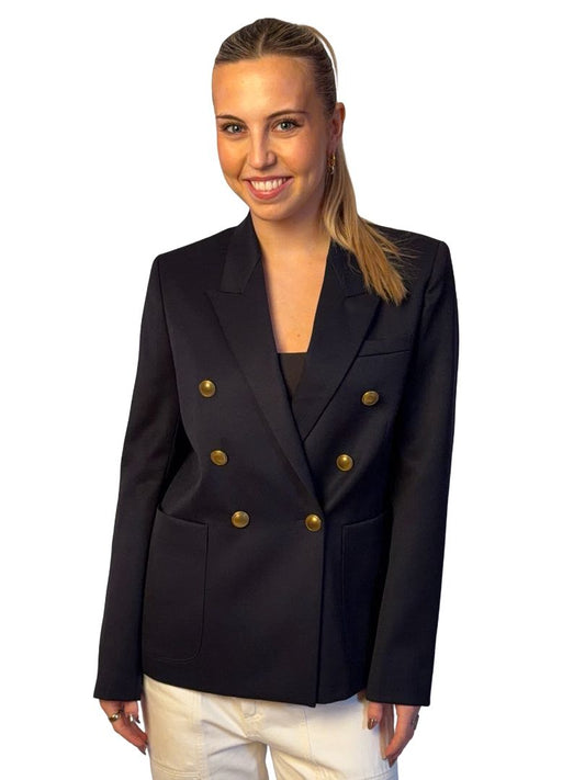 Nili Lotan Navy Wool Double Breasted Blazer. Size: 10