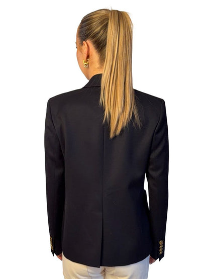 Nili Lotan Navy Wool Double Breasted Blazer. Size: 10