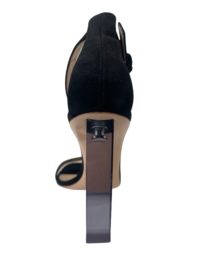 Gianvito Rossi Black Suede Translucent Block Heel. Size: 38.5