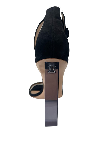 Gianvito Rossi Black Suede Translucent Block Heel. Size: 38.5