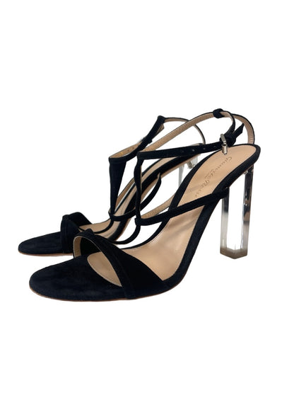 Gianvito Rossi Black Suede Clear Block Heel. Size: 38.5