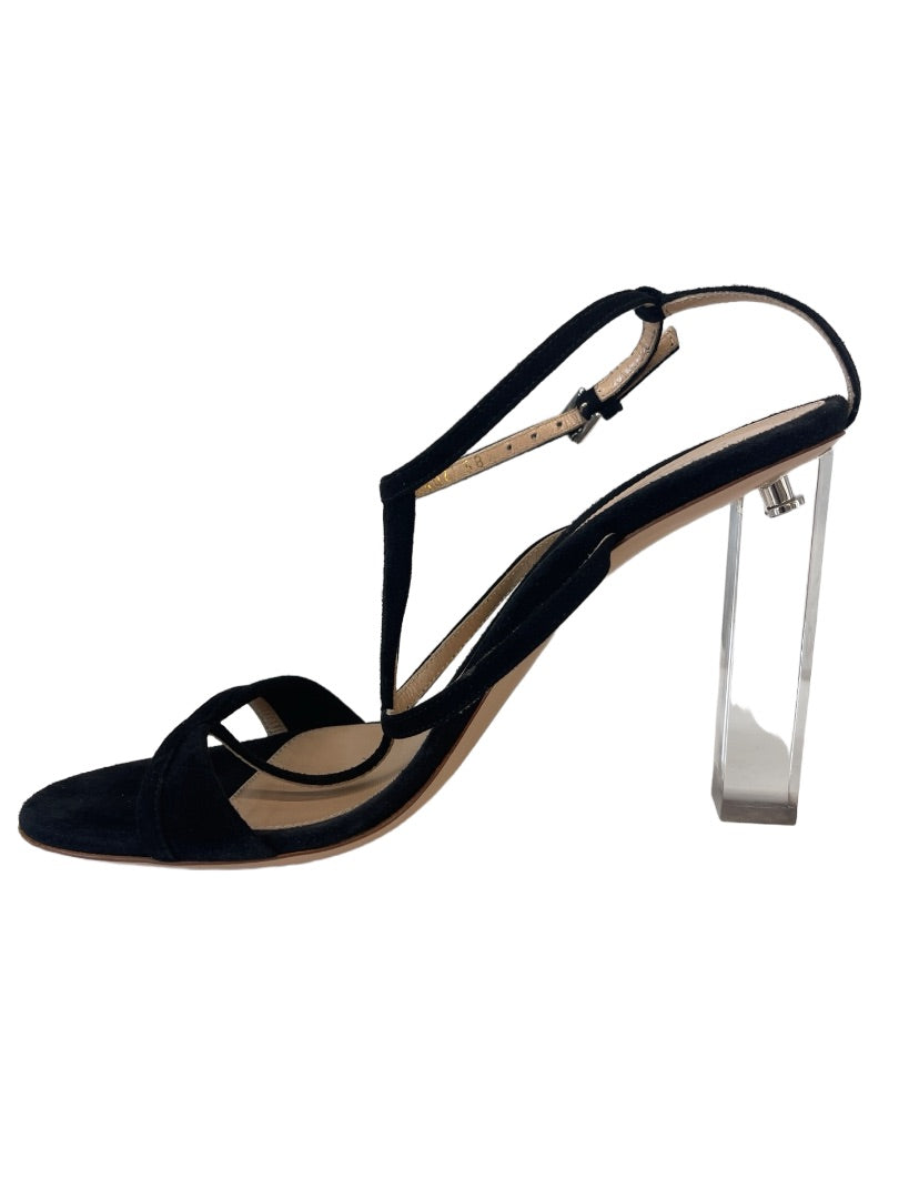 Gianvito Rossi Black Suede Clear Block Heel. Size: 38.5