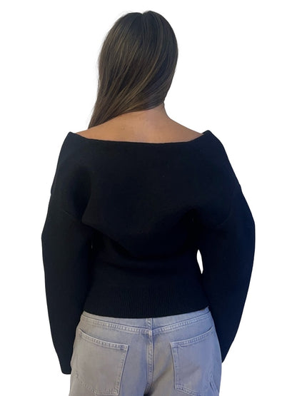 Eaves Black Textured Wool 'Arlet' Cardigan. Size: XS