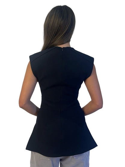 Burberry Black Wool Sleeveless Utility Top. Size: UK 2