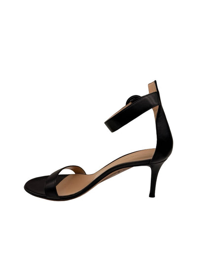 Gianvito Rossi Black 'Portofino' Ankle Strap Heels. Size: 38.5
