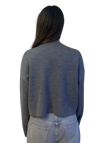 Loewe Grey Cropped Wool Anagram Sweater. Size: S
