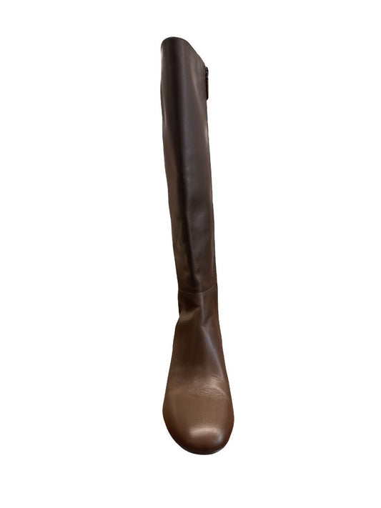Stuart Weitzman Brown Block Heel Leather Boot. Size: 9.5