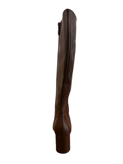 Stuart Weitzman Brown Block Heel Leather Boot. Size: 9.5