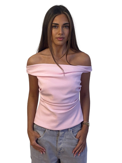 The Sei Pink Off Shoulder Asymmetric Top. Size: 4